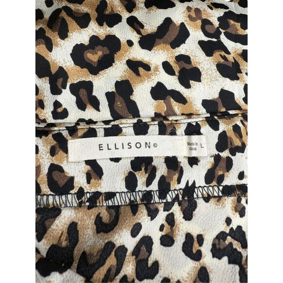 Ellison Women’s Large Leopard Print Midi Skirt Angled Zip Closure Lightweight - Picture 5 of 6